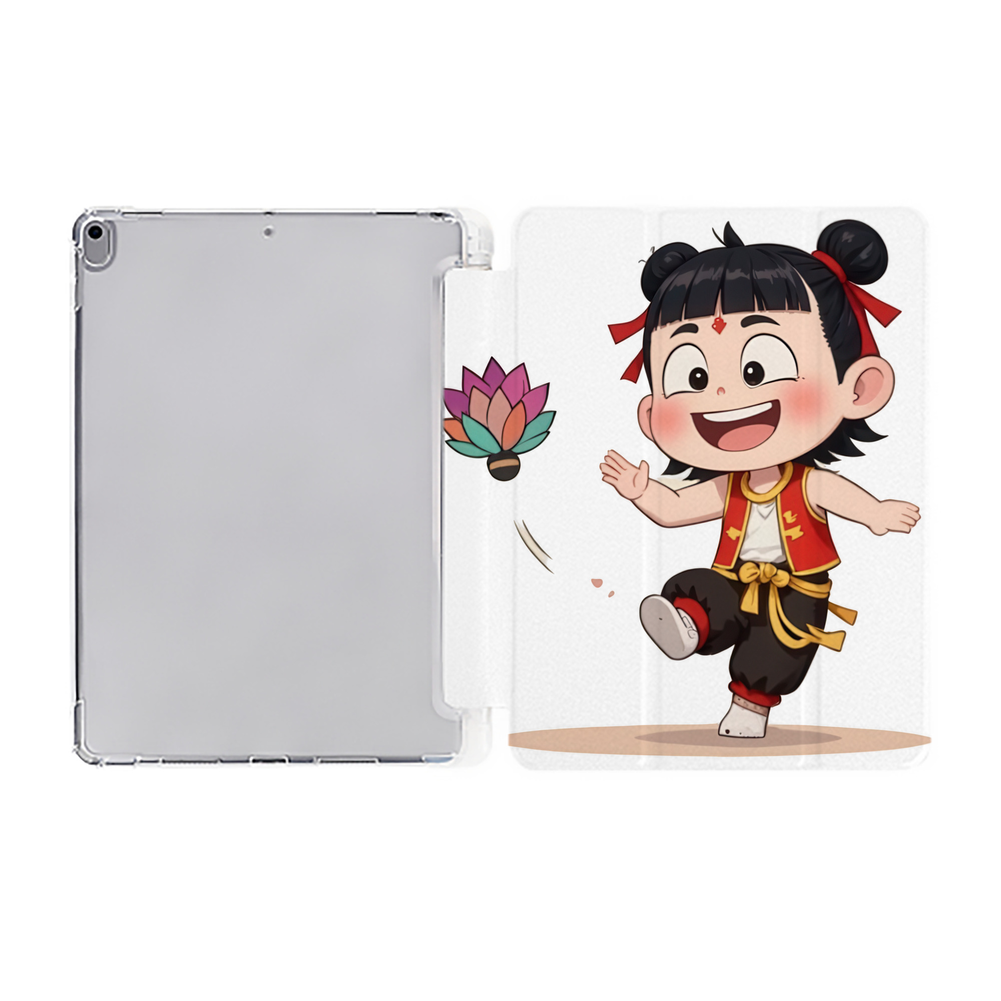 （画像用） Ne Zha 2 ナタ 魔童の大暴れ IPad ケース ペン収納付き 三つ折りスタンド PUレザー×シリコン 対応機種9.5/10.5/10.9インチ